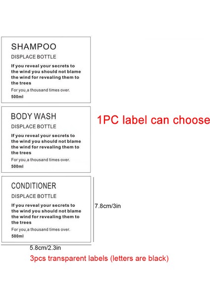1 Stili Etiketle El Sabunu 500ML Pet Şampuan Duş Jeli Şişe Sıvı Sabunluk Kondisyoner El Sabunu Kapak Banyo Aksesuarları (Yurt Dışından)