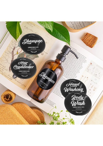 500ML Kahverengi Stil 1 Adet Sabun Şişesi Etiketi Basılı Yuvarlak Şekil Şampuan Saç Kremi Vücut Yıkama El Yıkama Etiketleri Su Geçirmez Etiket Etiketi (Yurt Dışından) fırsatları