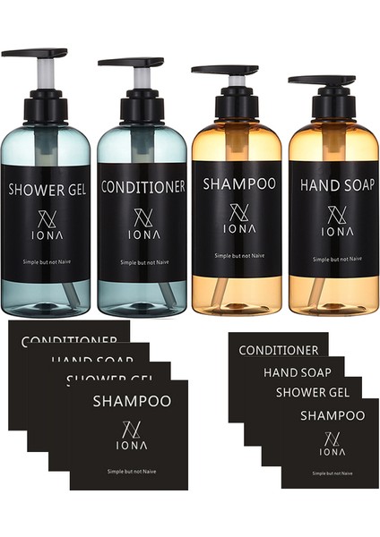 4 Adet Küçük Etiket Stili Boş Sabun Pompalı Şişe Yeniden Doldurulabilir Losyon Saç Kremi Şampuan Konteyner Şişe Su Geçirmez Etiketler ile (Yurt Dışından) modelleri