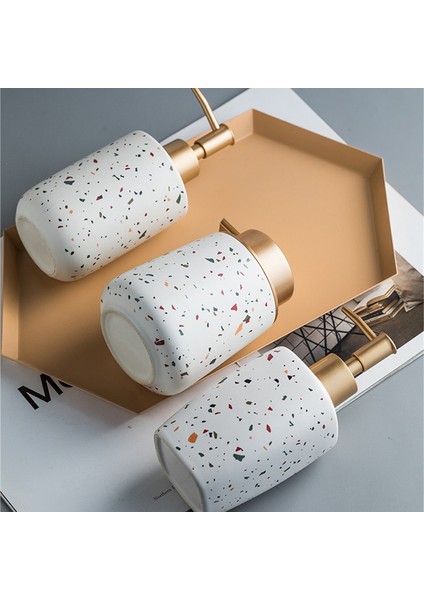 400ML Tarzı Yüksek Kaliteli Terrazzo Stil Sıvı Sabunluk Seramik Malzeme Şık Şampuan Dağıtıcısı El Sabunu Şişesi Banyo Aksesuarları (Yurt Dışından) fırsatları