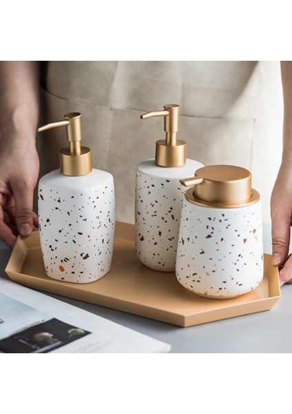 400ML Tarzı Yüksek Kaliteli Terrazzo Stil Sıvı Sabunluk Seramik Malzeme Şık Şampuan Dağıtıcısı El Sabunu Şişesi Banyo Aksesuarları (Yurt Dışından) indirimleri