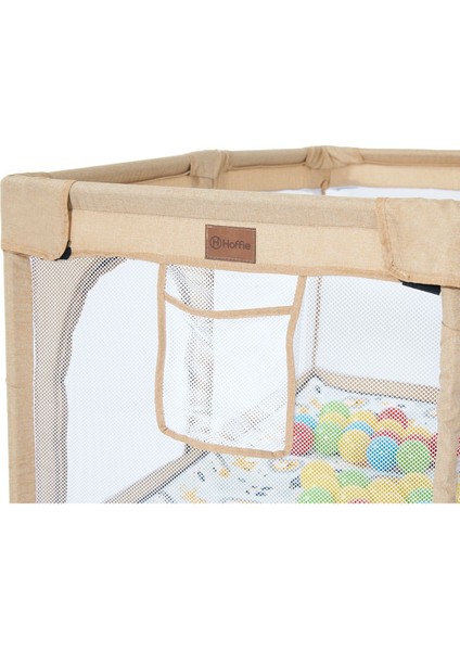 Playard Keten Pamuklu Güvenli Bebek ve Çocuk Oyun Alanı Oyun Parkı 125X125 Oyun Matı ve Topları