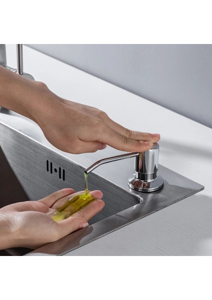 Ankastre Sıvı Sabunluk Krom Mutfak Eviye ve Banyo Lavabo Uyumlu Ithal 7 Yıl Garantili 500ML