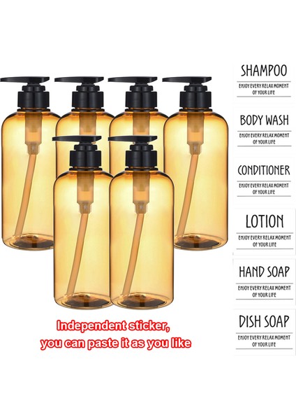 D Stili 300ML 6 Paket Sabunluk Şişe Seti Doldurulabilir Duş Şampuanı Saç Kremi Etiketlerle Mutfak Banyo Için (Yurt Dışından)