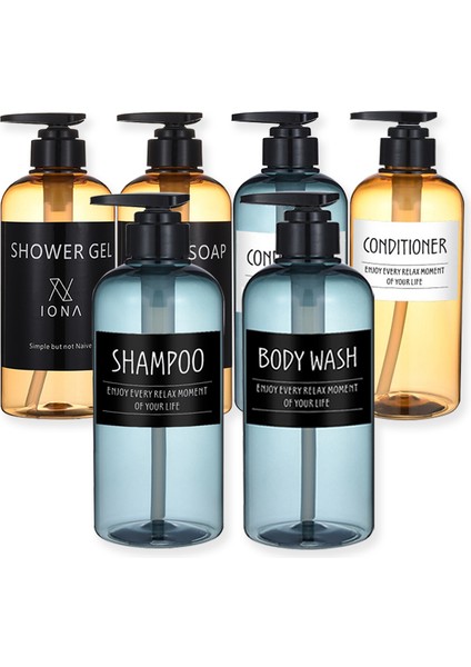 D Stili 300ML 6 Paket Sabunluk Şişe Seti Doldurulabilir Duş Şampuanı Saç Kremi Etiketlerle Mutfak Banyo Için (Yurt Dışından) modelleri