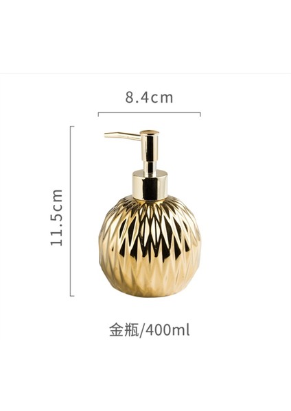 Altın 400ML Tarzı Lüks Altın Sabunluk Basın Kolu Seramik Sabunluk Gümüş Sabunluk Paslanmaz Çelik Tepsi Banyo Aksesuarı (Yurt Dışından)