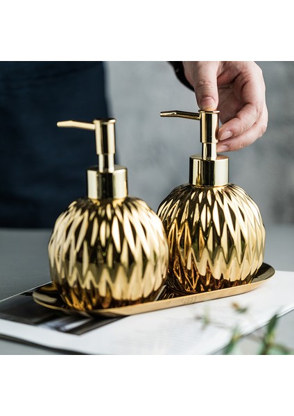 Altın 400ML Tarzı Lüks Altın Sabunluk Basın Kolu Seramik Sabunluk Gümüş Sabunluk Paslanmaz Çelik Tepsi Banyo Aksesuarı (Yurt Dışından) fiyatları