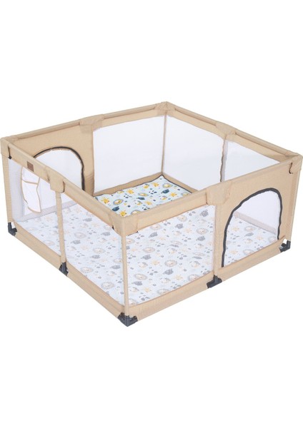 Playard Keten Potalı Güvenli Bebek ve Çocuk Oyun Alanı Oyun Parkı 125X125 Oyun Matı ve Topları