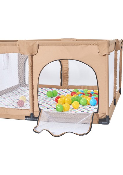 Playard Basket Potalı Güvenli Bebek ve Çocuk Oyun Alanı Oyun Parkı 125X125 Oyun Matı/ Toplar Yataklı