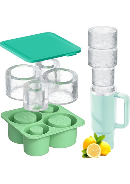 Kupası Için Buz Küpü Tepsisi, Içi Boş Silikon Silindir Buz Kalıbı, 20 Oz-40 Oz Tumbler Için Kapaklı Yeniden Kullanılabilir Buz Küpü Tepsileri (Yurt Dışından)