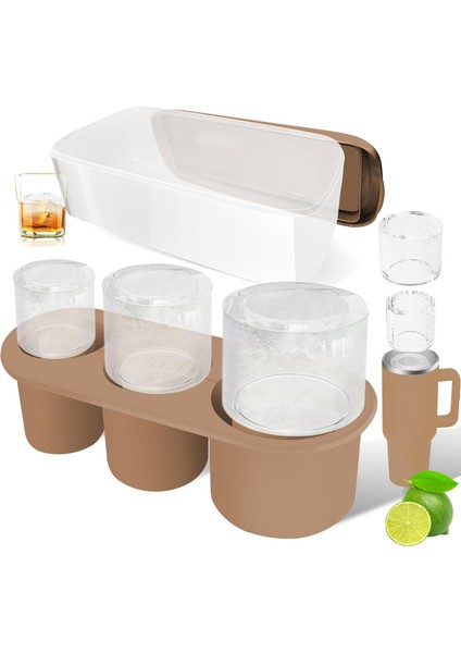 Kupası Için Buz Küpü Tepsisi: 40 Oz Tumbler Buz Kalıbı Silikon - Içi Boş Silindir Kapaklı ve Kutulu Buz Yapıcı Dondurucu (Yurt Dışından)
