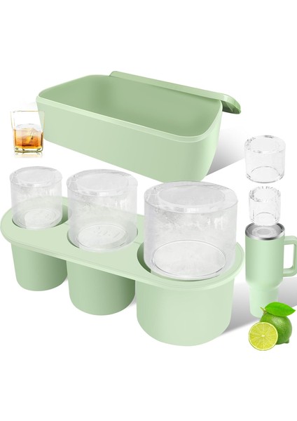 Kupası Için Buz Küpü Tepsisi: 40 Oz Tumbler Buz Kalıbı Silikon - Içi Boş Silindir Kapaklı ve Kutulu Buz Yapıcı Dondurucu (Yurt Dışından)