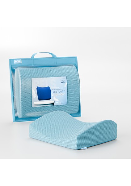 Bels Visco Konforlu ve Rahatlatıcı Bel Destek Yastık, Ortopedik, 40 cm x 34 cm x 12 cm, Açık Mavi
