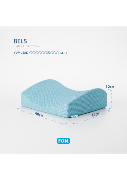 Bels Visco Konforlu ve Rahatlatıcı Bel Destek Yastık, Ortopedik, 40 cm x 34 cm x 12 cm, Açık Mavi fırsatları