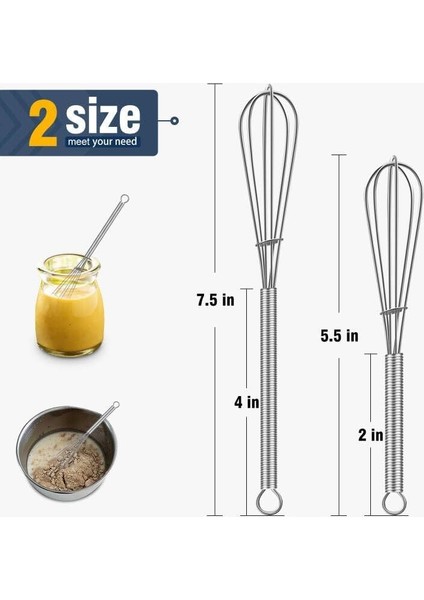 Mini Çırpıcı, Küçük Çırpıcı 2 Parça, 5 Inç ve 7 Inç 304 Paslanmaz Çelik Çırpma, Soslar Için Tel Çırpma (Yurt Dışından)