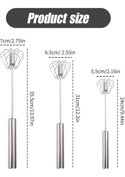 Ev Için 3 Adet Paslanmaz Çelik Yarı Otomatik Çırpma Blender, El Çırpma Teli - Yumurta Çırpıcı, Süt Köpürtücü Için (Yurt Dışından)