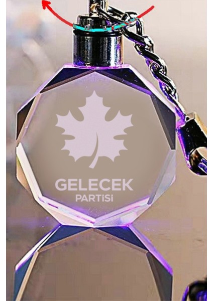 Gelecek Partisi Logolu Anahtarlık, Logolu Işıklı Anahtarlık, Cam Işlemeli Anahtarlık
