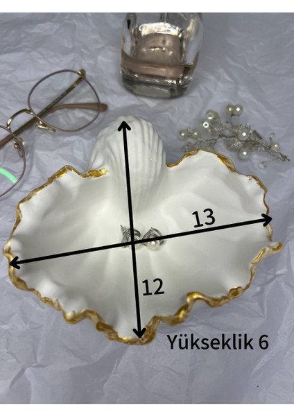 Altın Istiridye Takı Tabağı, Deniz Kabuğu Sunumluk, Istiridye Dekoratif Obje, Altın Istiridye modelleri