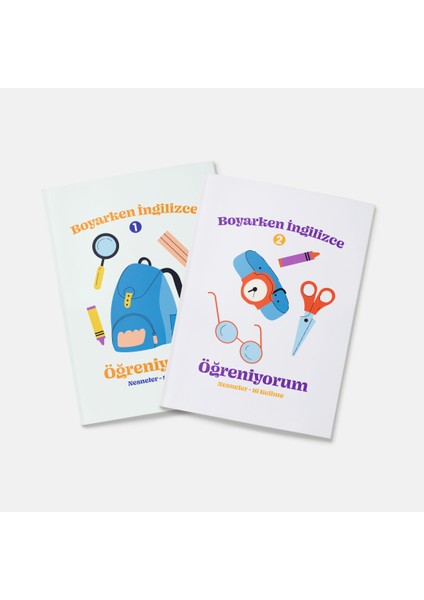 Boyarken Ingilizce Öğreniyorum Nesneler Boyama Kitabı 2'li Set