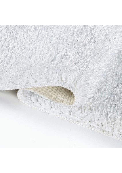 Beyaz Synergy Işıltılı Kaymaz Tabanlı Yıkanabilir 2'li Set Banyo Halısı Paspas Seti 60 x 100 cm
