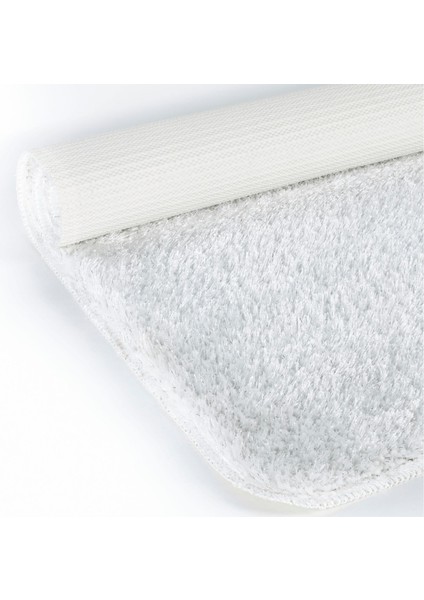 Beyaz Synergy Işıltılı Kaymaz Tabanlı Yıkanabilir 2'li Set Banyo Halısı Paspas Seti 60 x 100 cm