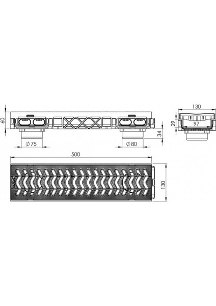 PLS130X60X500 MM DRENAJ KANALI + IZGARA