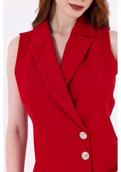 Içi Astarlı Kolsuz Hürrem Uzun Ceket | CKT35288 Kırmızı fırsatları