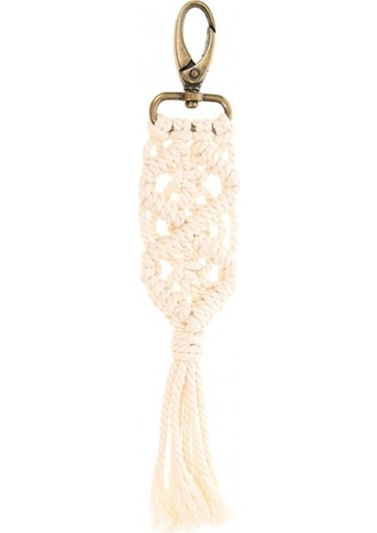 Krem Rengi Makrome Anahtarlık