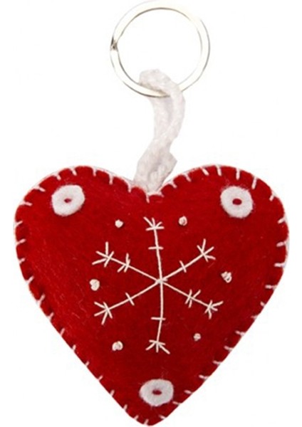 Kırmızı Keçe Kalp Anahtarlık
