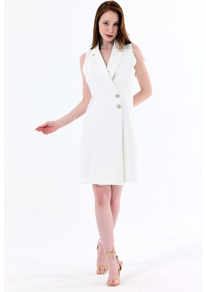 Içi Astarlı Kolsuz Hürrem Uzun Ceket | CKT35288 Beyaz