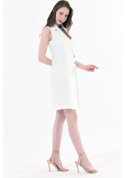 Içi Astarlı Kolsuz Hürrem Uzun Ceket | CKT35288 Beyaz fiyatları