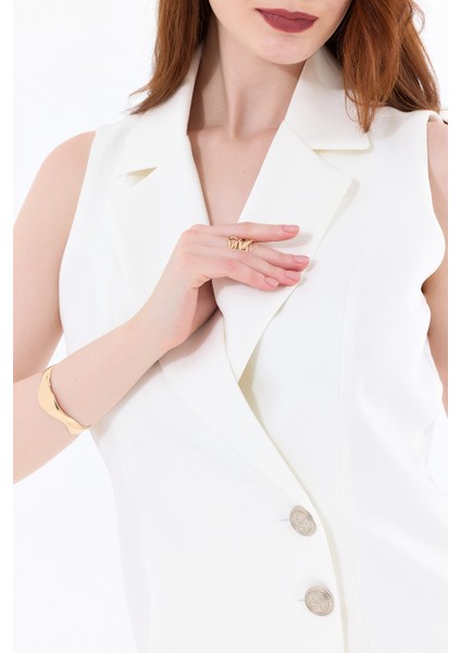 Içi Astarlı Kolsuz Hürrem Uzun Ceket | CKT35288 Beyaz fırsatları