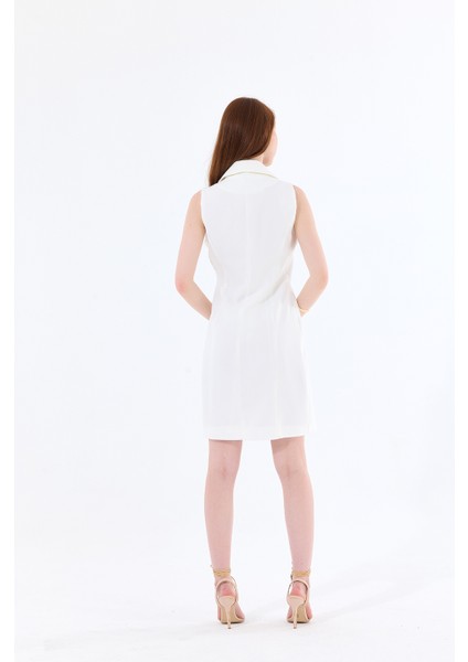 Içi Astarlı Kolsuz Hürrem Uzun Ceket | CKT35288 Beyaz indirimleri