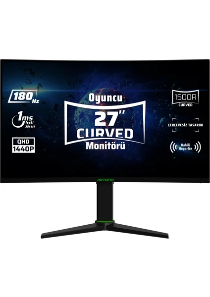 Aryond A27 V2 27" 180Hz QHD 1 Ms HDR10 300 Nit G-Sync FreeSync Curved Pivot VA Oyuncu Monitörü