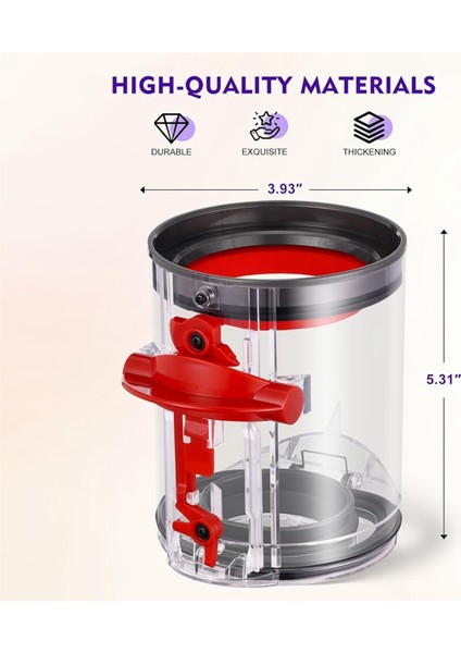 Dyson V12 SV18 SV20 Detect SLIM/V10 Dijital Ince Elektrikli Süpürge Teneke Kutu Bağlantı Parçaları Için Toz Kutusu, Parça NO.965272-01 (Yurt Dışından) modelleri