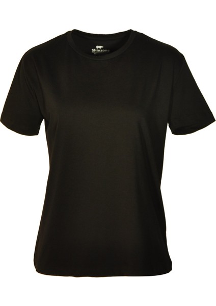 Kadın Bisiklet Yaka Basic Siyah T-Shirt