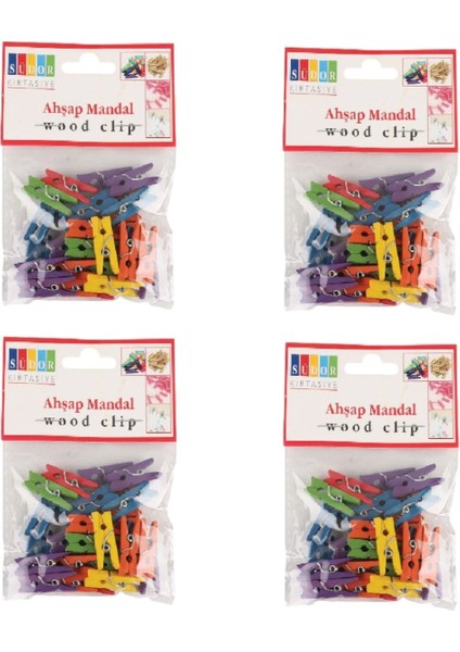 Ahşap Mandal Küçük ( 2,5 cm ) 30'lu Renkli ( 4 Paket / 120 Adet )