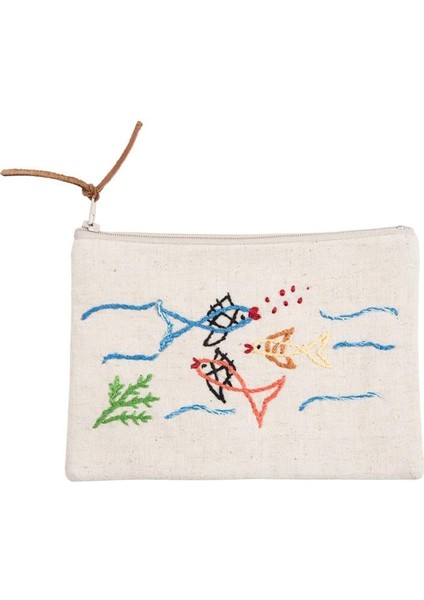 Balık Nakışlı Makyaj Çantası