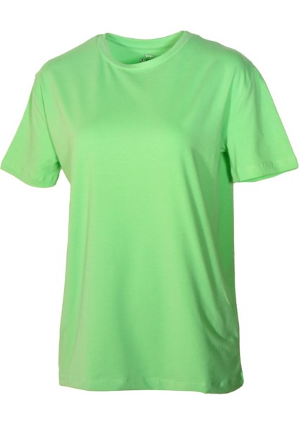 Kadın Bisiklet Yaka Basic Yeşil T-Shirt