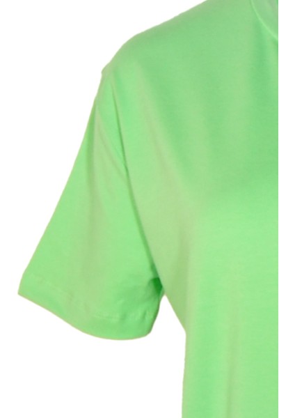 Kadın Bisiklet Yaka Basic Yeşil T-Shirt modelleri