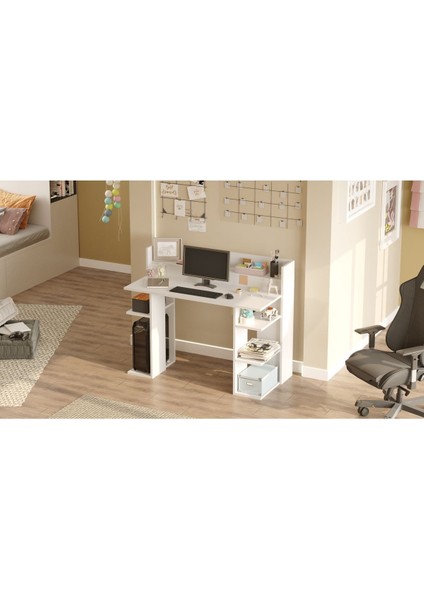 Vader Çalışma Masası Bilgisayar Masası Raflı Beyaz Vr1-W fırsatları