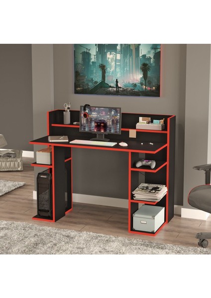 Vader Oyuncu Masası Gaming Çalışma Masası Siyah-Kırmızı Vr1-Bk