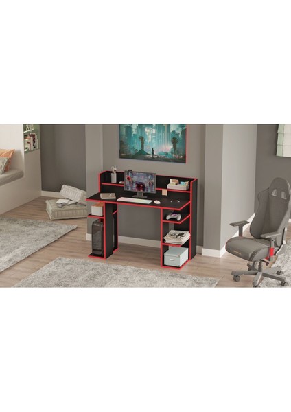 Vader Oyuncu Masası Gaming Çalışma Masası Siyah-Kırmızı Vr1-Bk fırsatları