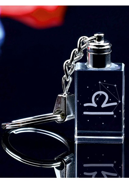 Terazi Burç Logolu Cam Anahtarlık, Işıklı Anahtarlık, 2d Patlatma Anahtarlık, LED Anahtarlık fırsatları