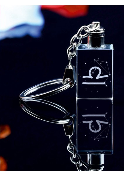 Terazi Burç Logolu Cam Anahtarlık, Işıklı Anahtarlık, 2d Patlatma Anahtarlık, LED Anahtarlık indirimleri