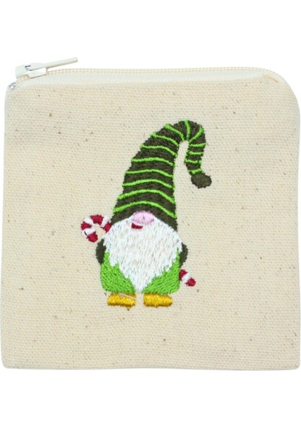 Yeşil Şapkalı Yılbaşı Cücesi Nakışlı Mini Cüzdan