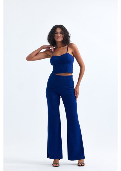 Beli Lastikli Simli Pukuro Abiye Pantolon | PNT35399 Saks fiyatları