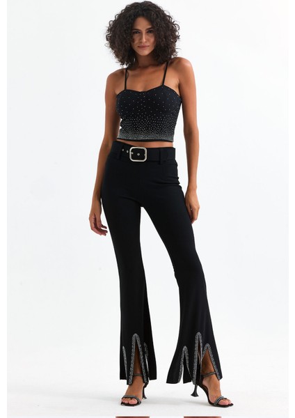 Kemerli Taş Detaylı Abiye Pantolon | PNT35061