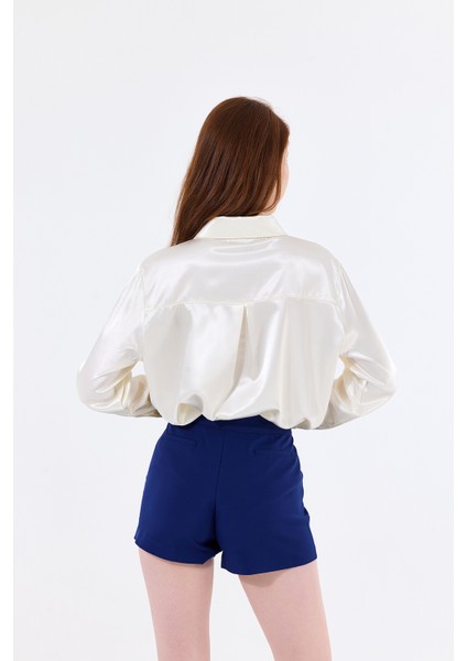 Süs Cepli Atlas Hafif Esnek Krep Sort | ŞRT14056YN indirimleri