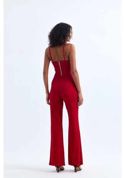 Beli Lastikli Simli Pukuro Abiye Pantolon | PNT35399 Bordo indirimleri